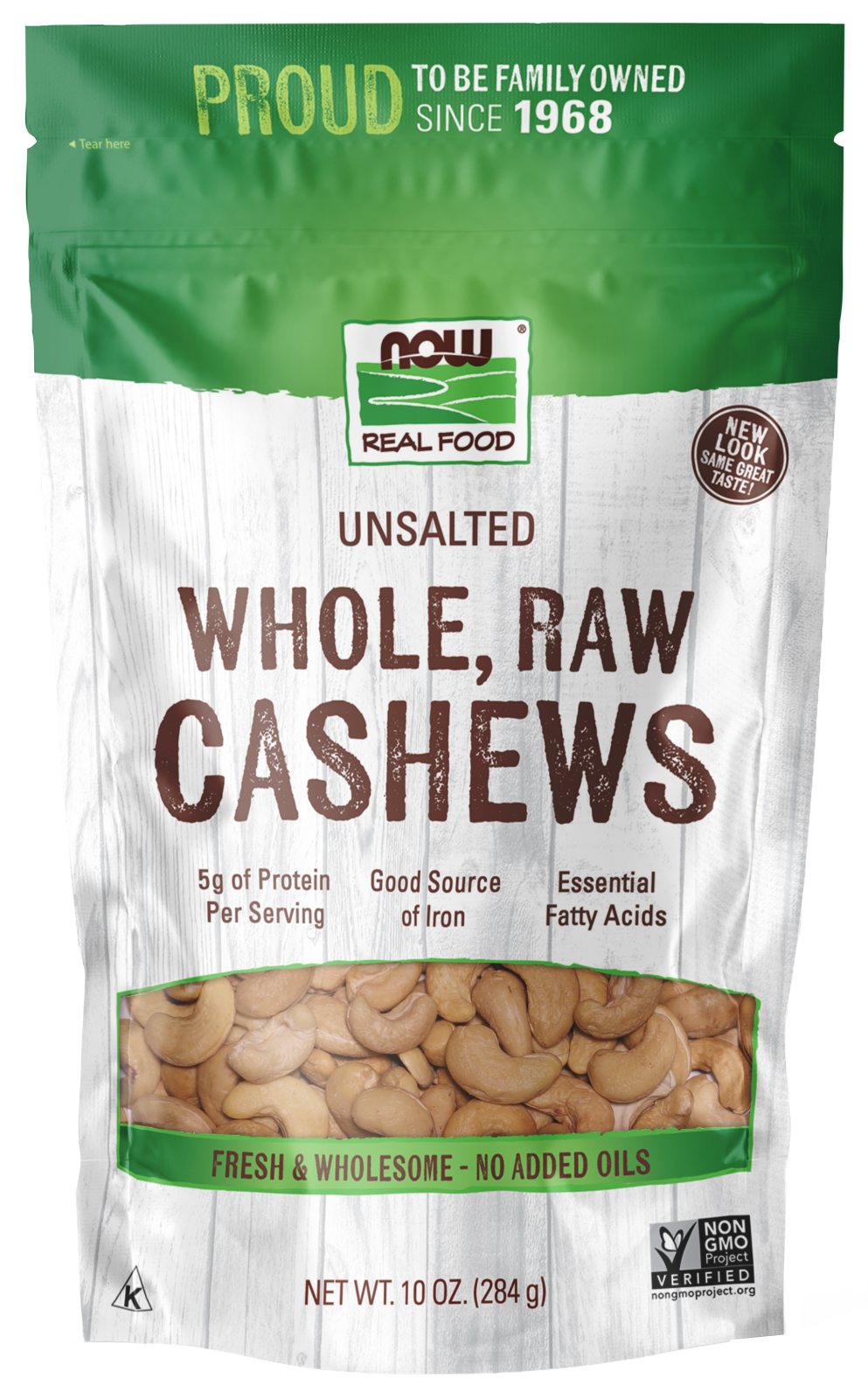 Cashews, Whole, Raw & Unsalted - 10 oz Bag Front