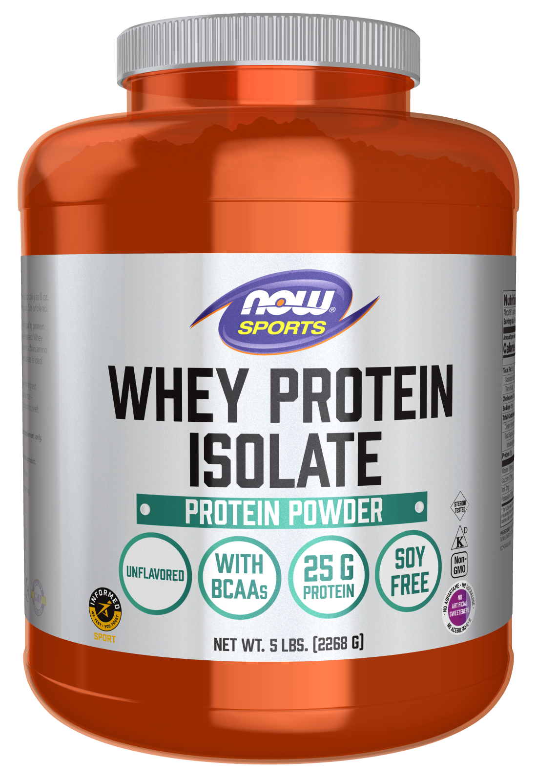 Whey Protein Isolate, Unflavored Powder - 5 lbs. Bottle Front