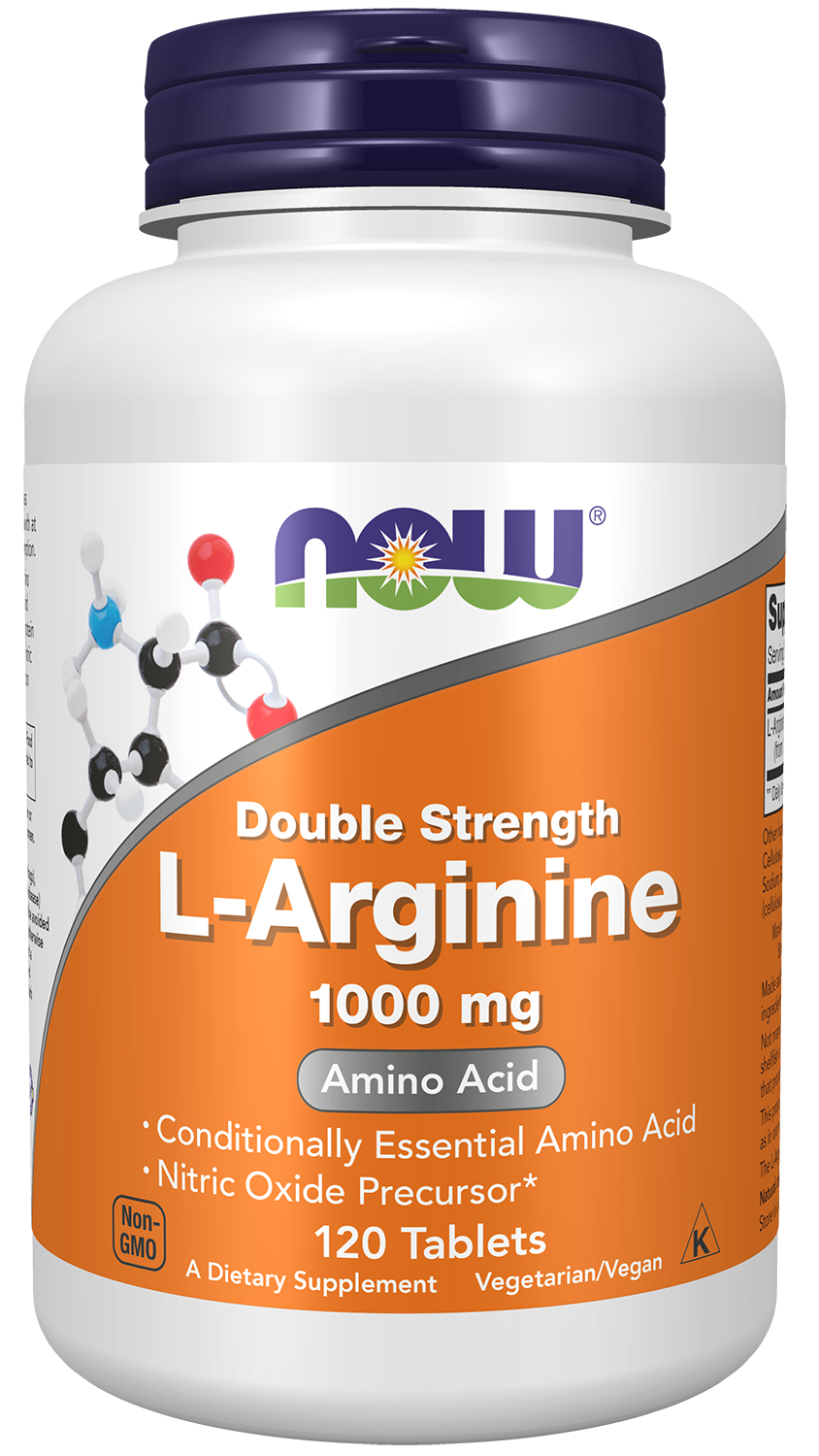 L-Arginine, Double Strength 1000 mg - 120 Tablets Bottle Front