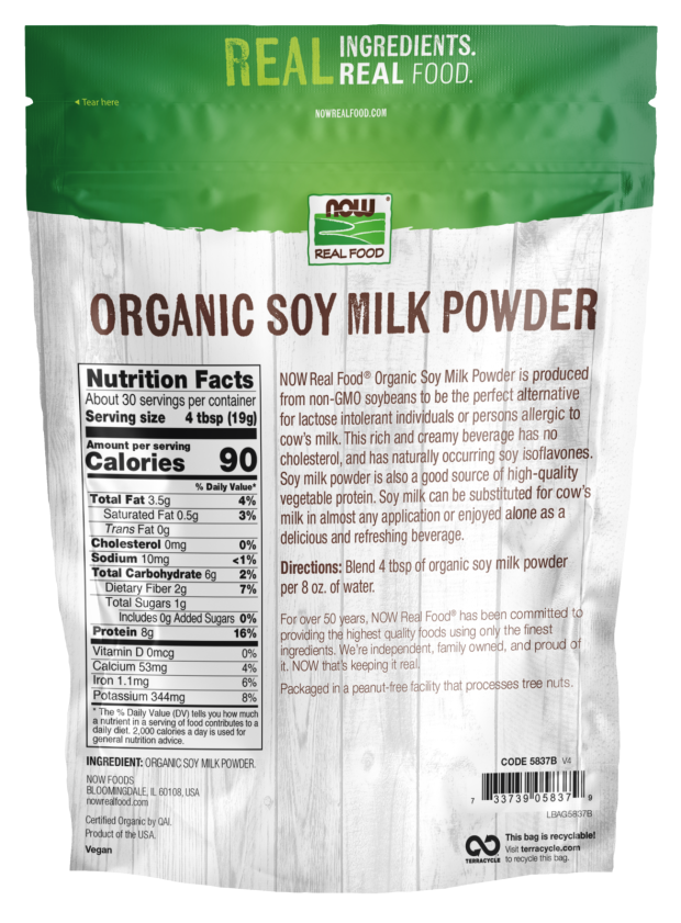 Soy Milk Powder, Organic - 20 oz. Back Bag