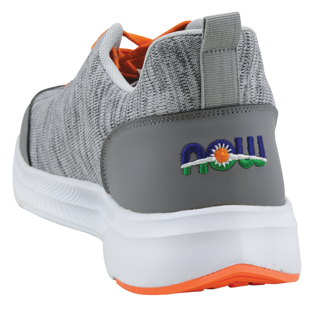 NOW Branded Walking Shoes - Grey and white sneakers with orange laces.
