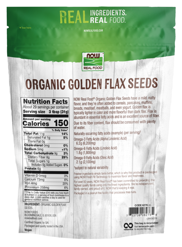 Golden Flax Seeds, Organic - 2 lbs. Bag Back