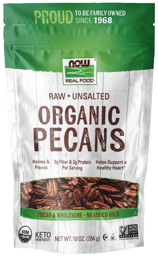 Pecans, Organic, Raw & Unsalted - 10 oz. Bag Front