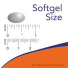 DHA-250 - 120 Softgels Size Chart .6 inch