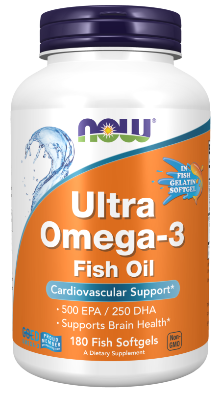 Ultra Omega-3 (Fish Gelatin) - 180 Fish Softgels Bottle Front