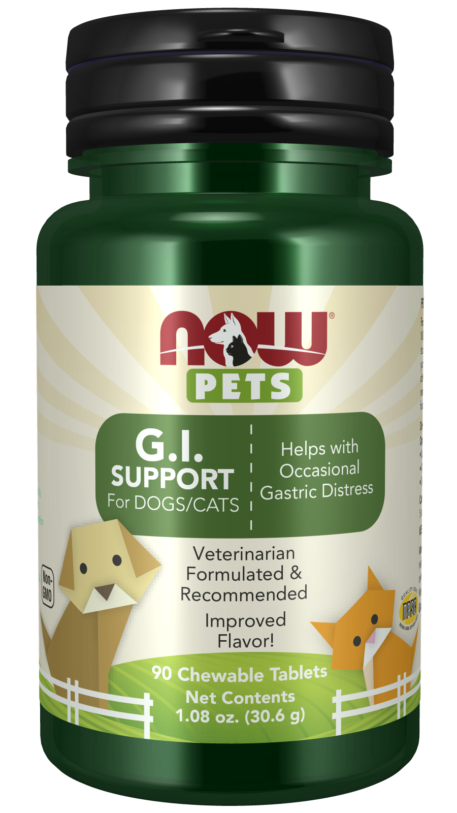 G.I. Support - 90 Chewable Tablets for Dogs & Cats Bottle Front
