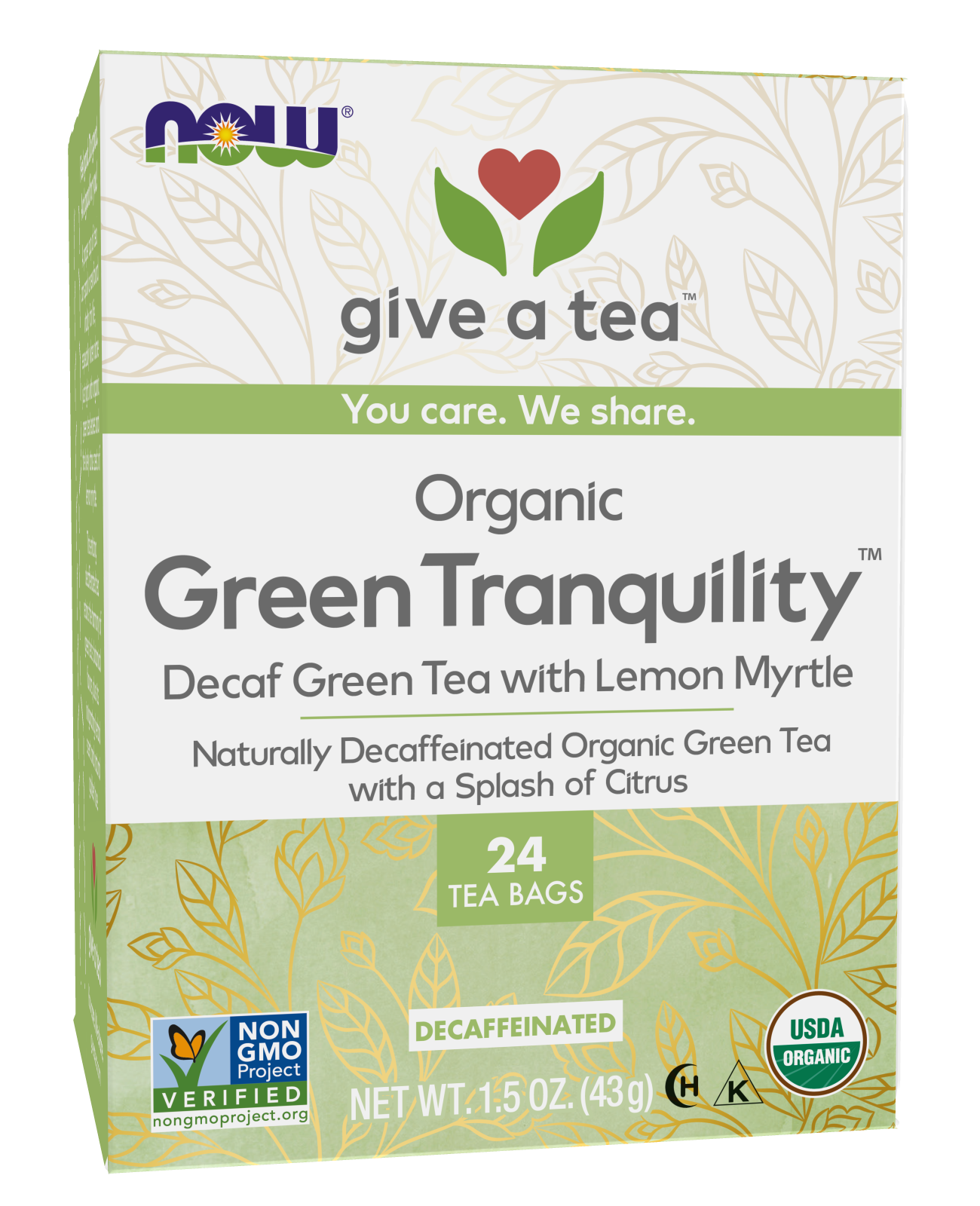 Green Tranquility™ Tea, Organic - 24 Tea Bags Box Front