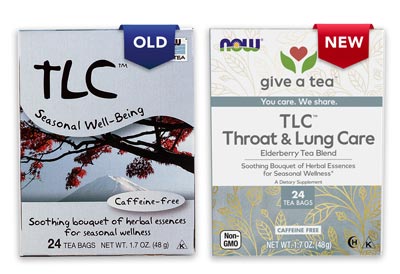 TLC Tea Package Old and New comparison