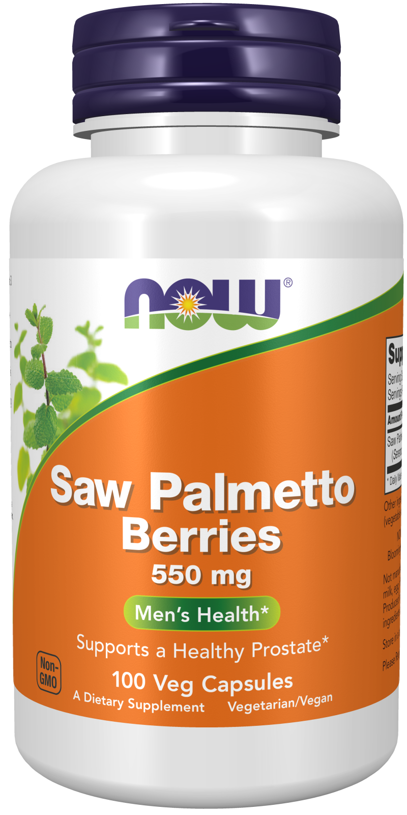 Saw Palmetto Berries 550 mg - 100 Veg Capsules Bottle Front