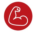 icon of arm flexing muscle on red background