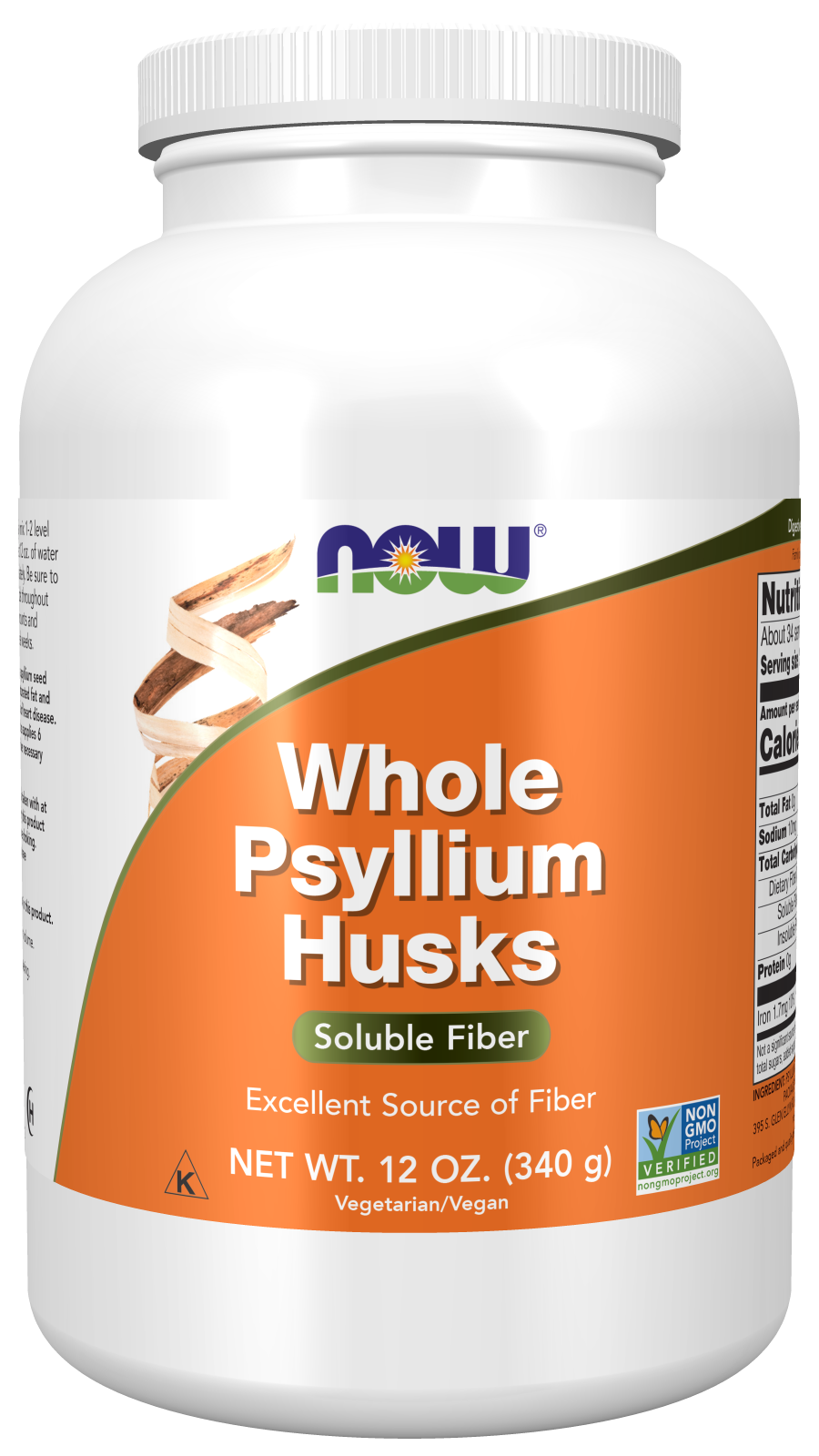 Psyllium Husks, Whole - 12 oz Bottle Front