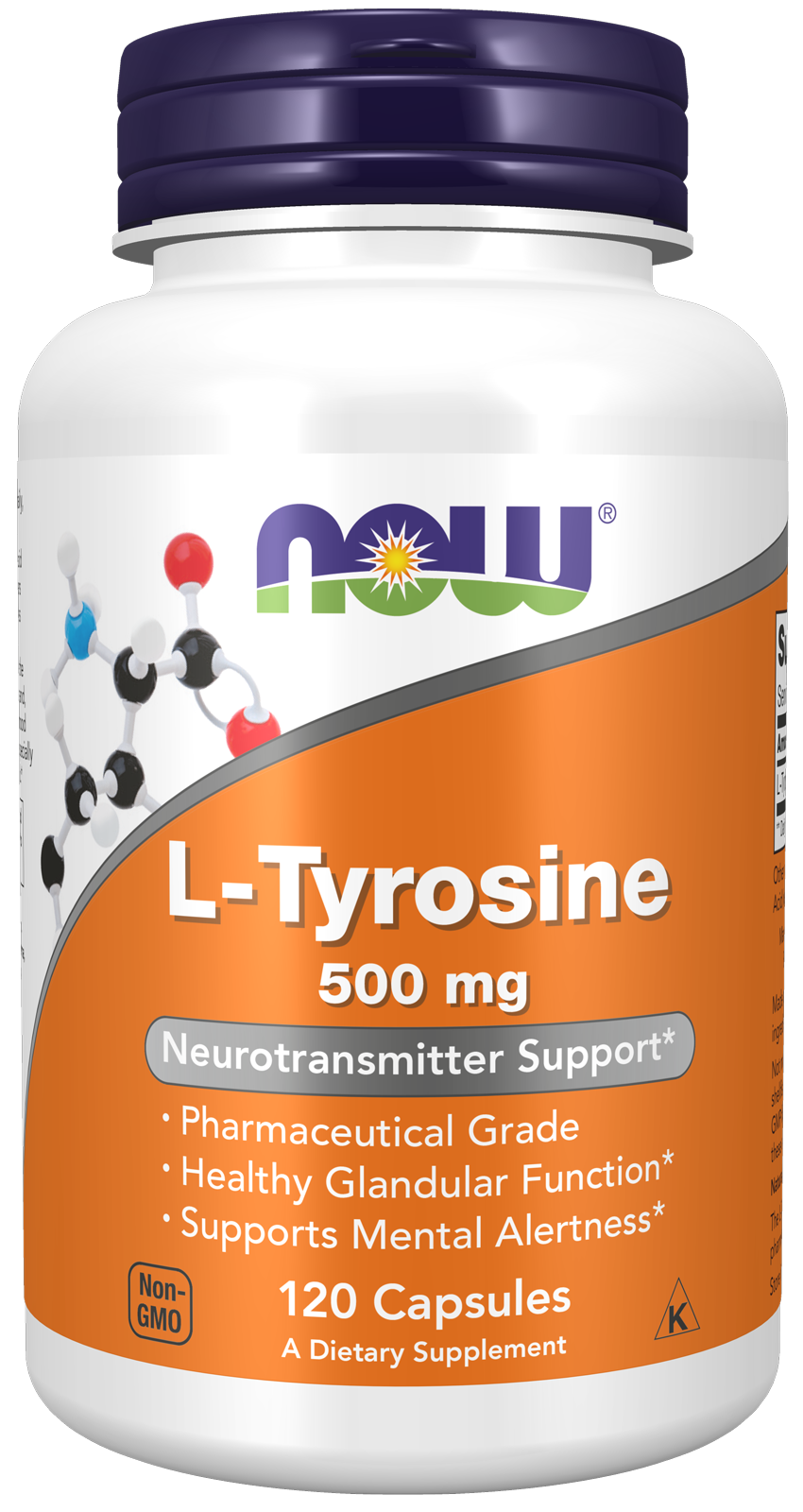  L-Tyrosine 500 mg - 120 Capsules Bottle Front