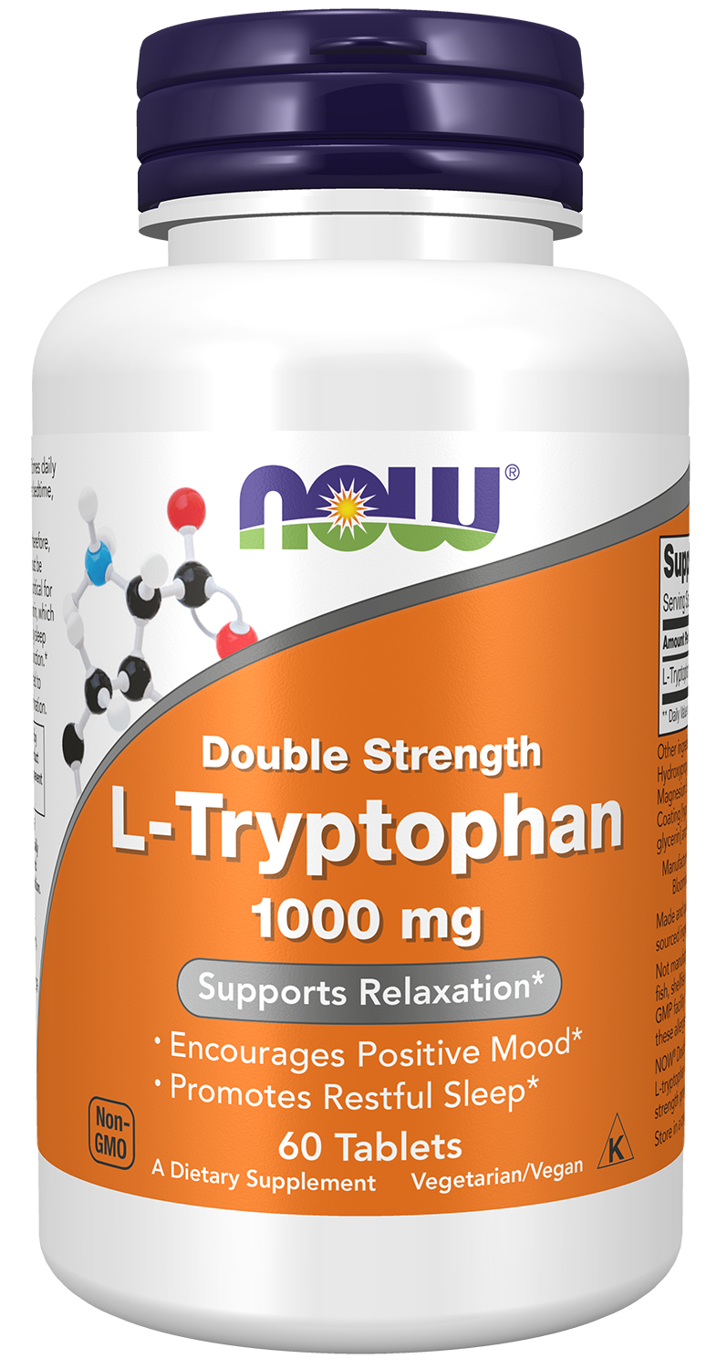 L-Tryptophan, Double Strength 1000 mg - 60 Tablets Bottle Front