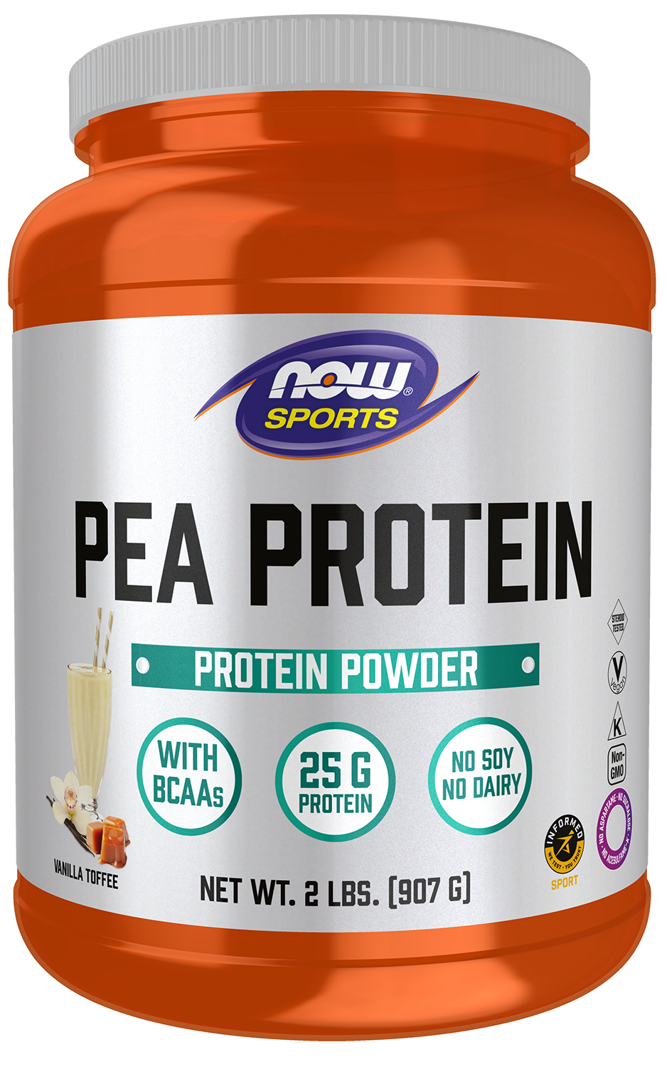 Pea Protein, Vanilla Toffee Powder - 2 lbs. Bottle Front