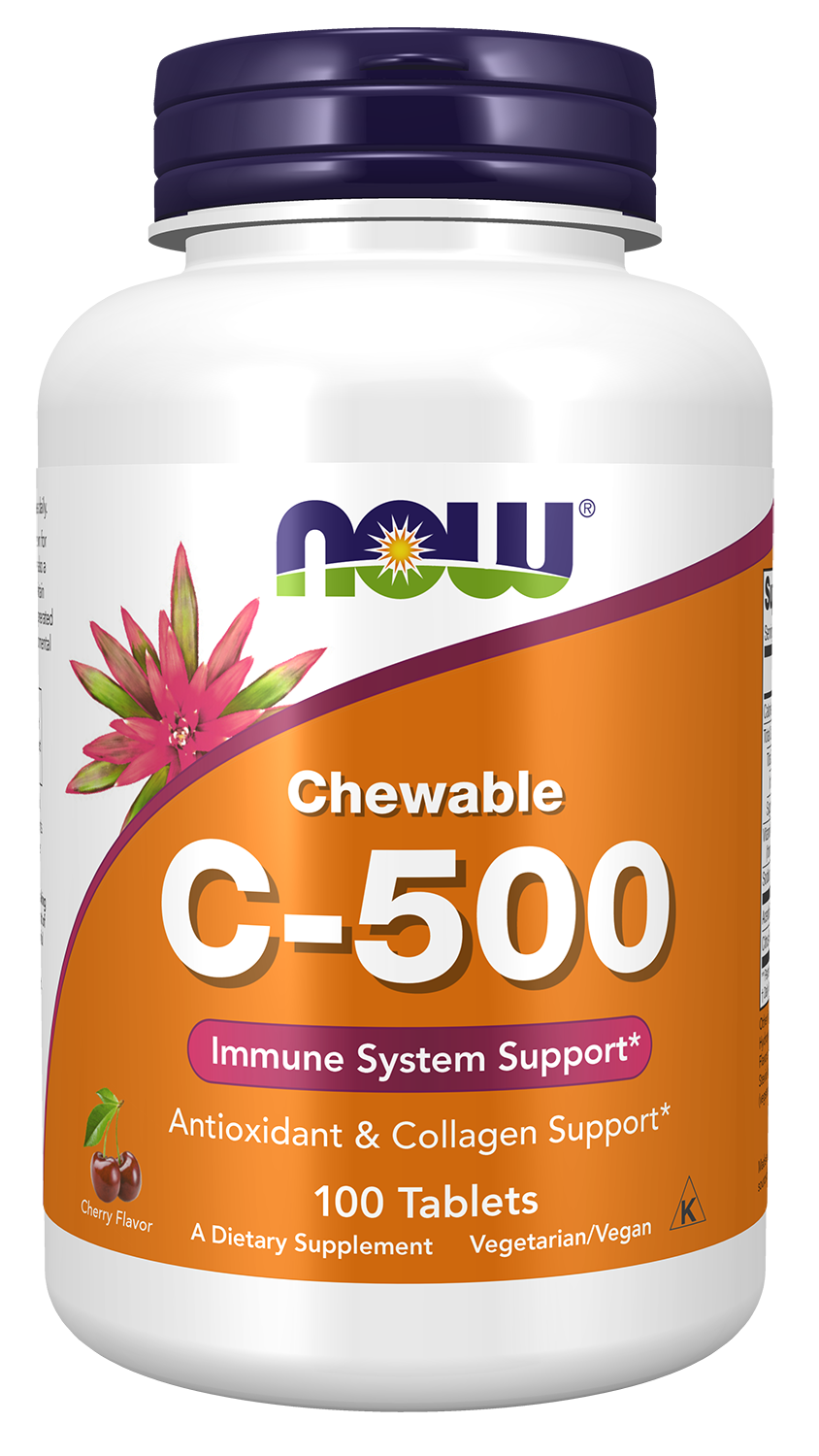 Vitamin C-500 Cherry Chewable - 100 Tablets Bottle Front