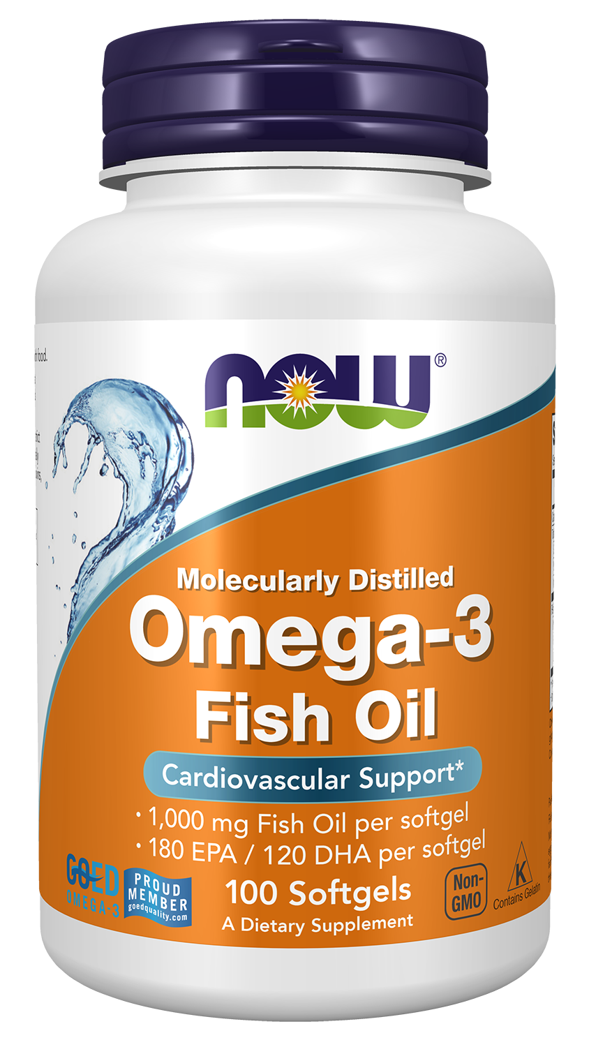 Omega-3, Molecularly Distilled - 100 Softgels Bottle Front
