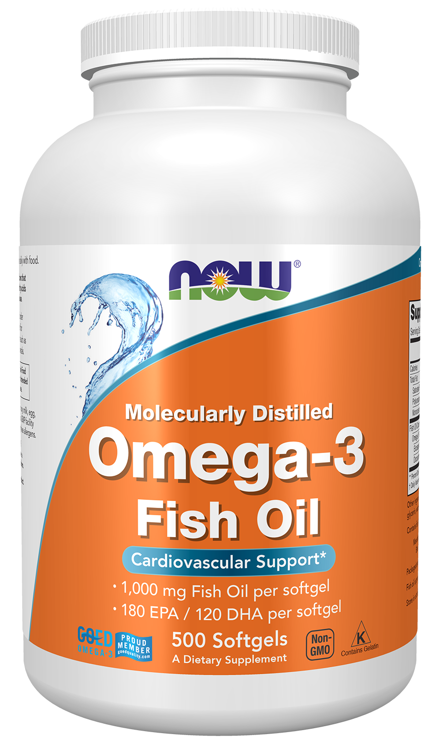 Omega-3, Molecularly Distilled - 500 Softgels Bottle Front