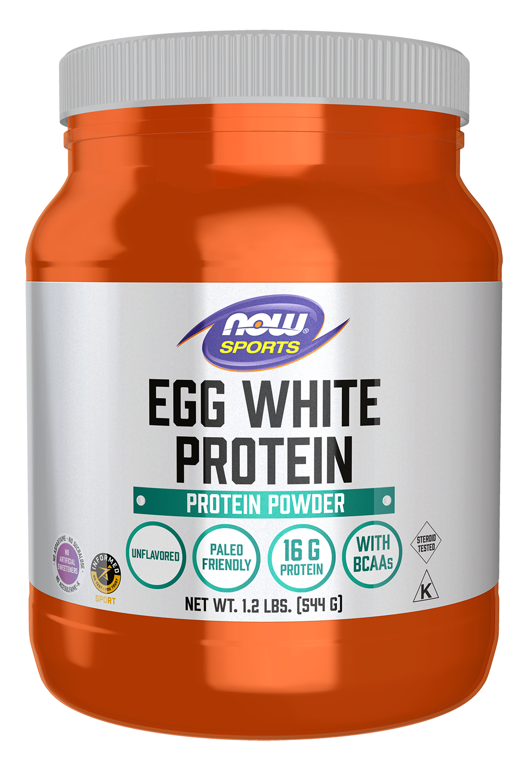 Egg White Protein, Unflavored Powder - 1.2 lb. Bottle Front