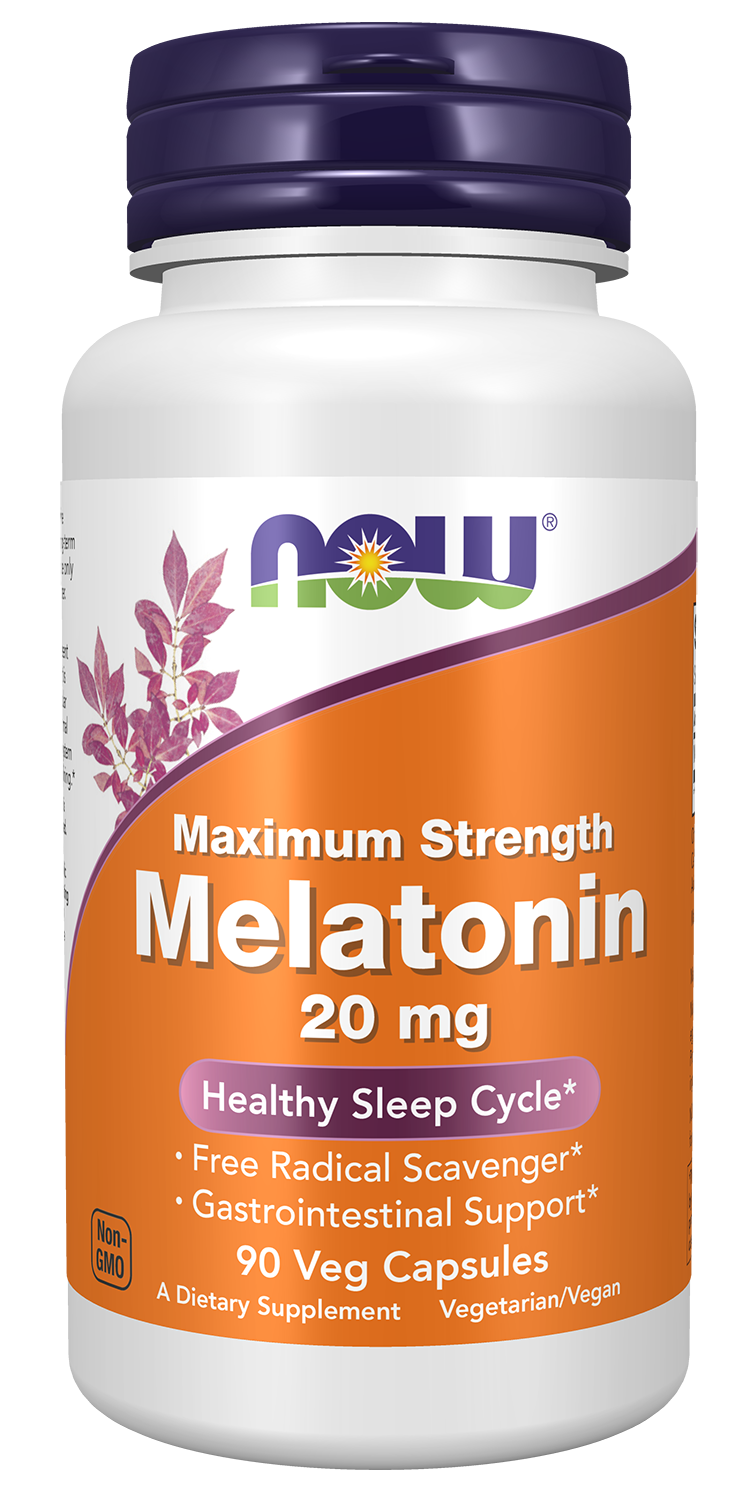 Melatonin, Maximum Strength 20 mg - 90 Veg Capsules Bottle Front