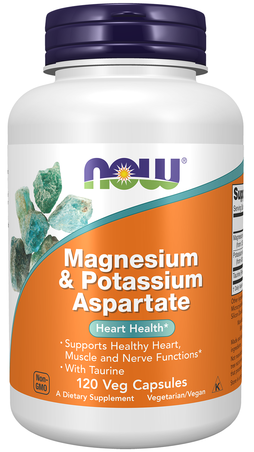 Magnesium & Potassium Aspartate - 120 Veg Capsules Bottle Front