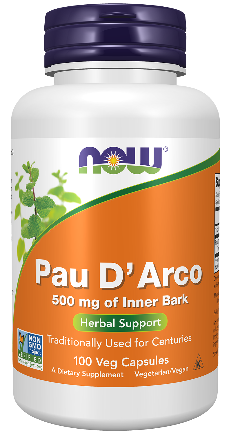 Pau D' Arco 500 mg - 100 Veg Capsules Bottle Front