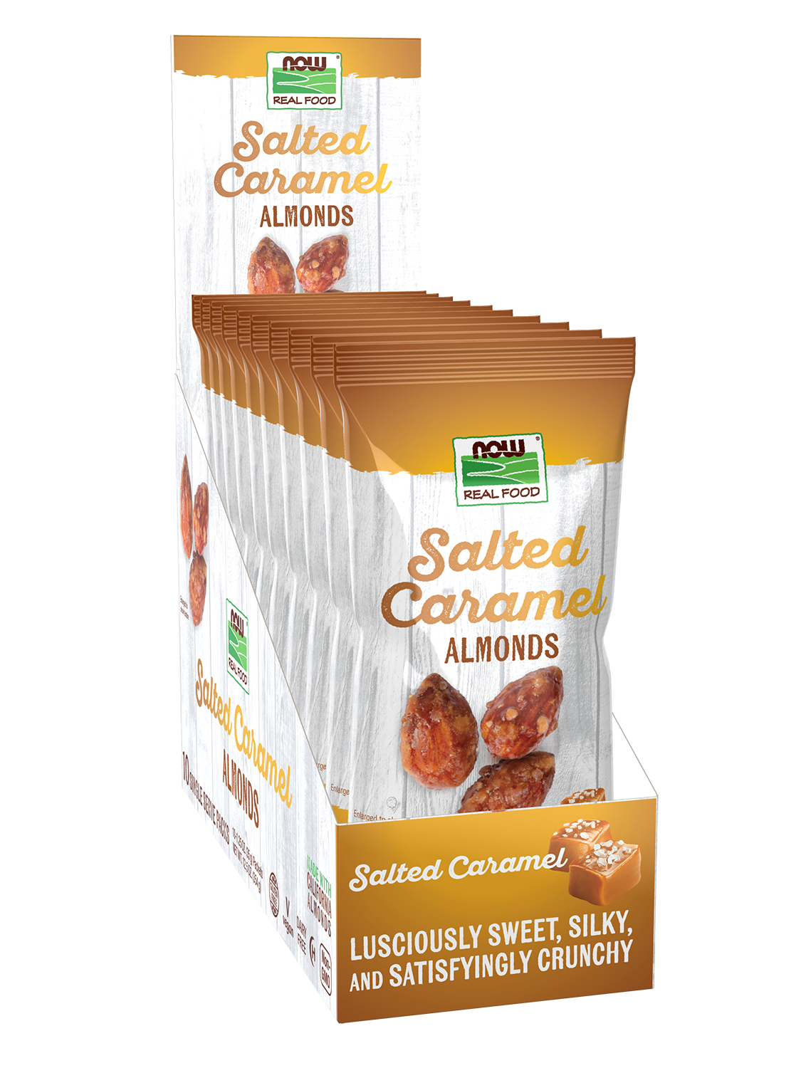 Almonds, Salted Caramel - 10 - 1.25 oz.(35g) Packets In Box Front