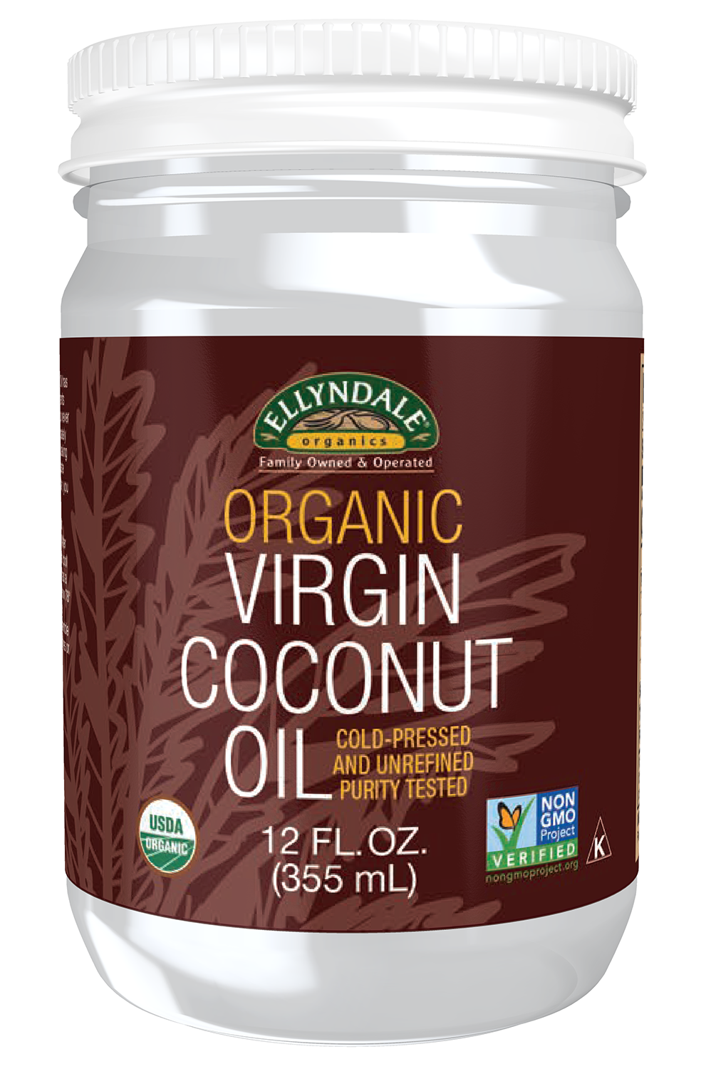 Virgin Coconut Oil in Glass Jar, Organic - 12 fl. oz. Jar Front
