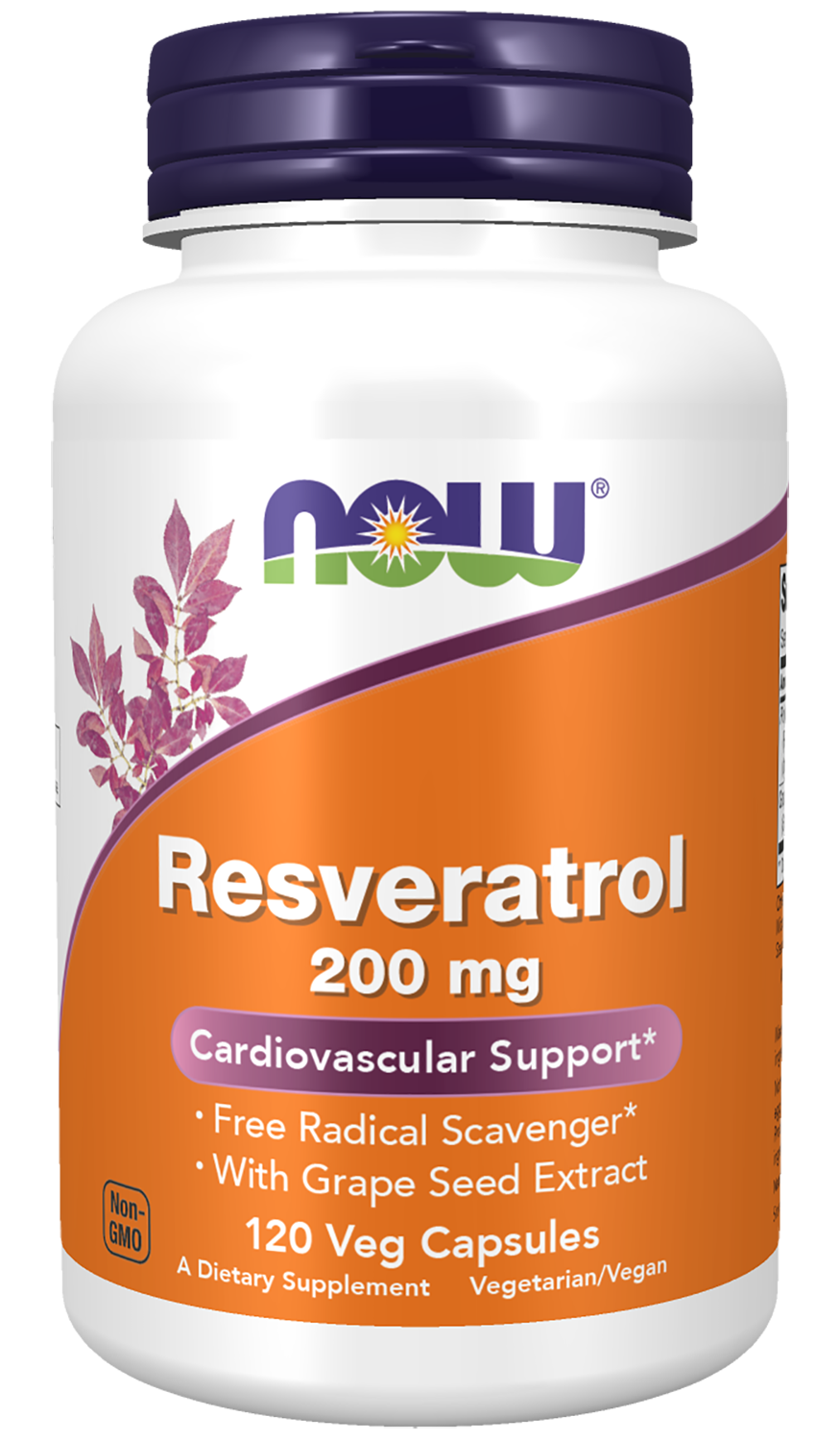 Natural Resveratrol 200 mg - 120 Veg Capsules Bottle Front