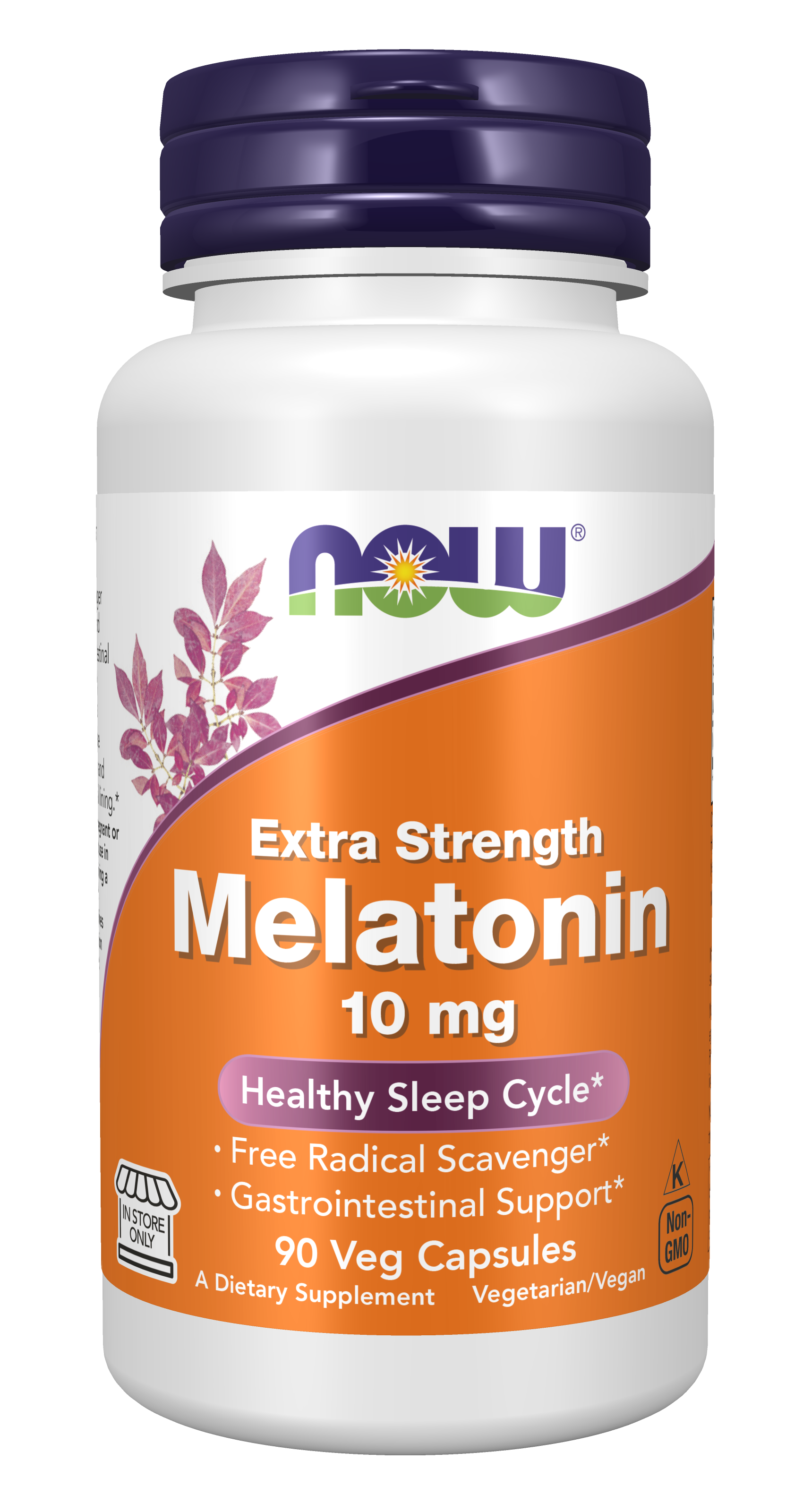 Melatonin, Extra Strength 10 mg - 90 Veg Capsules bottle front