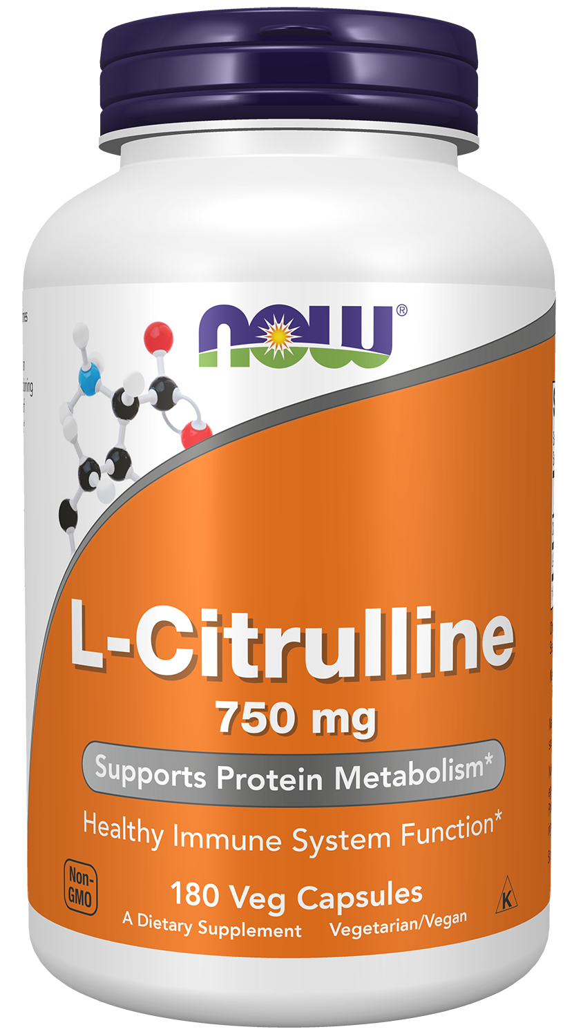 L-Citrulline 750 mg - 180 Capsules Bottle Front