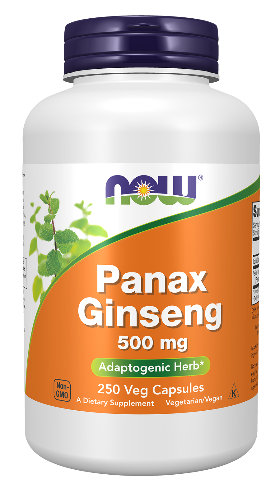 Panax Ginseng 500 mg - 250 Veg Capsules Bottle Front