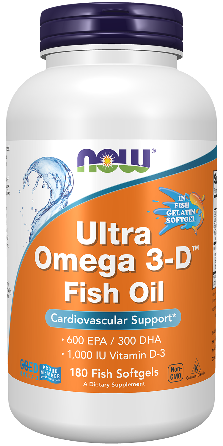 Ultra Omega 3-D™ (Fish Gelatin) - 180 Fish Softgels Bottle Front