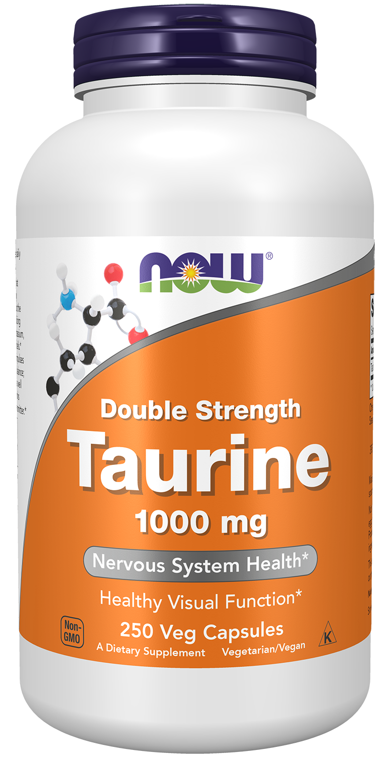 Taurine, Double Strength 1000 mg - 250 Veg Capsules Bottle Front
