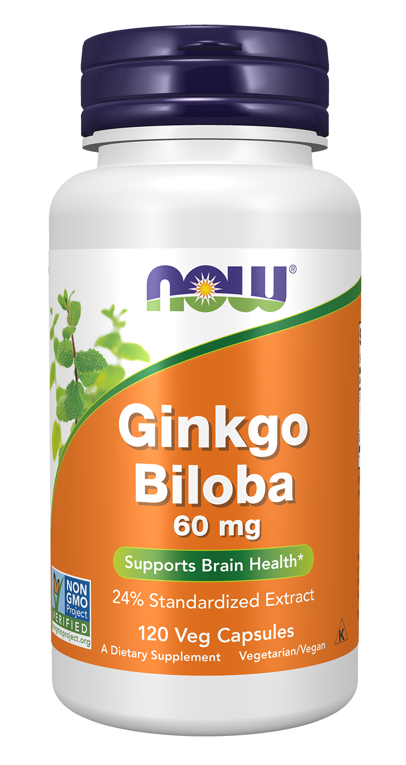 Ginkgo Biloba 60 mg - 120 Veg Capsules Bottle Front