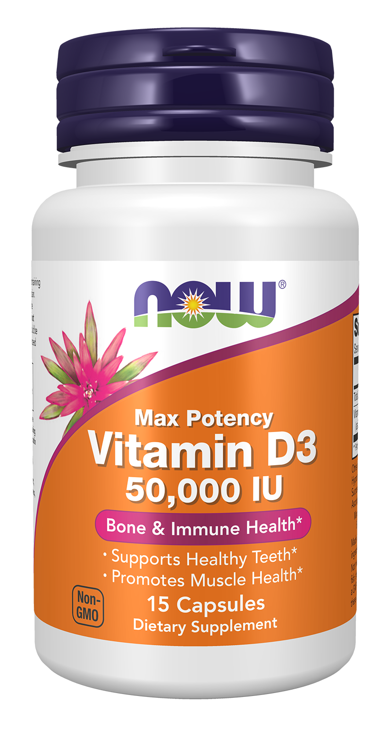 Vitamin D3 50,000 IU - 15 Capsules Bottle Front