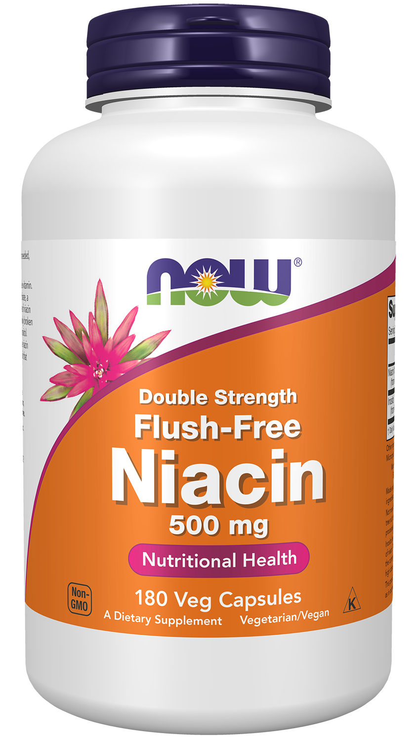 Niacin 500 mg, Double Strength Flush-Free - 180 Veg Capsules Bottle