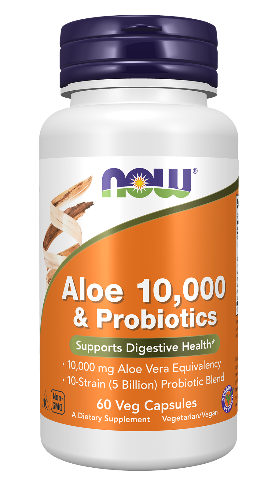 Aloe 10,000 & Probiotics - 60 Veg Capsules Bottle Front