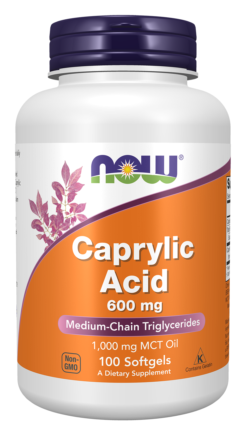 Caprylic Acid 600 mg - 100 Softgels Bottle Front