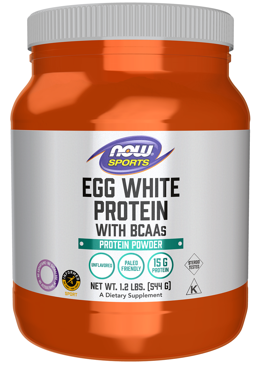 Egg White Protein, Unflavored Powder - 1.2 lb. Bottle Front
