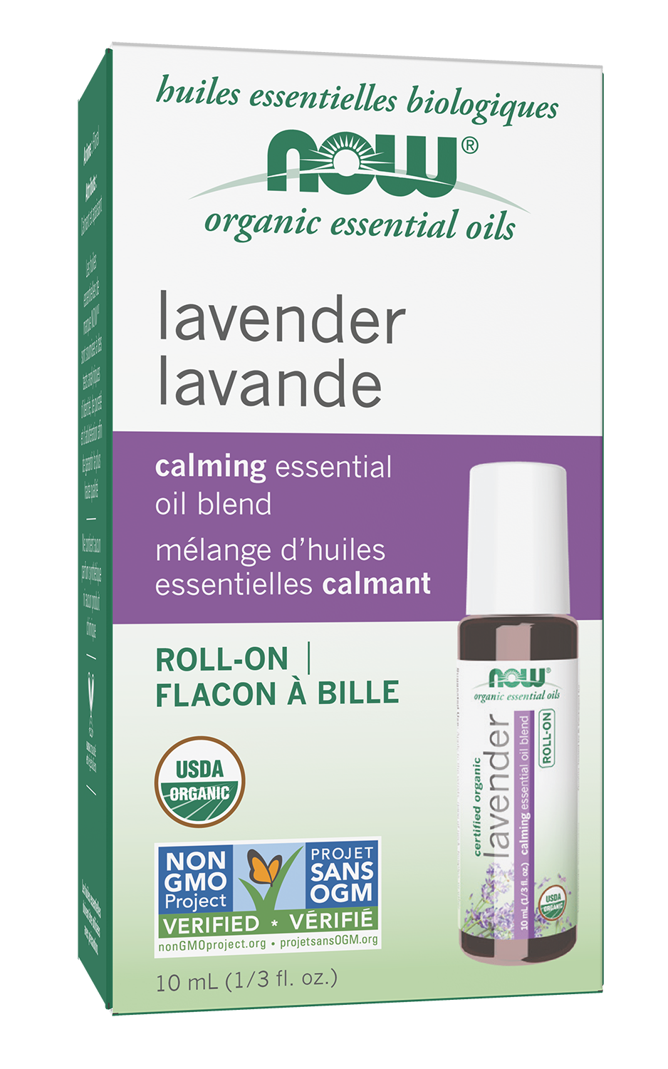 Lavender Essential Oil Blend, Organic Roll-On - 10 mL Box Front