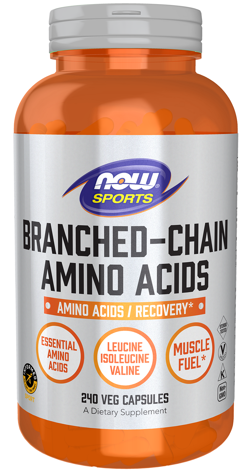 Branched Chain Amino Acids - 240 Veg Capsules Bottle Front