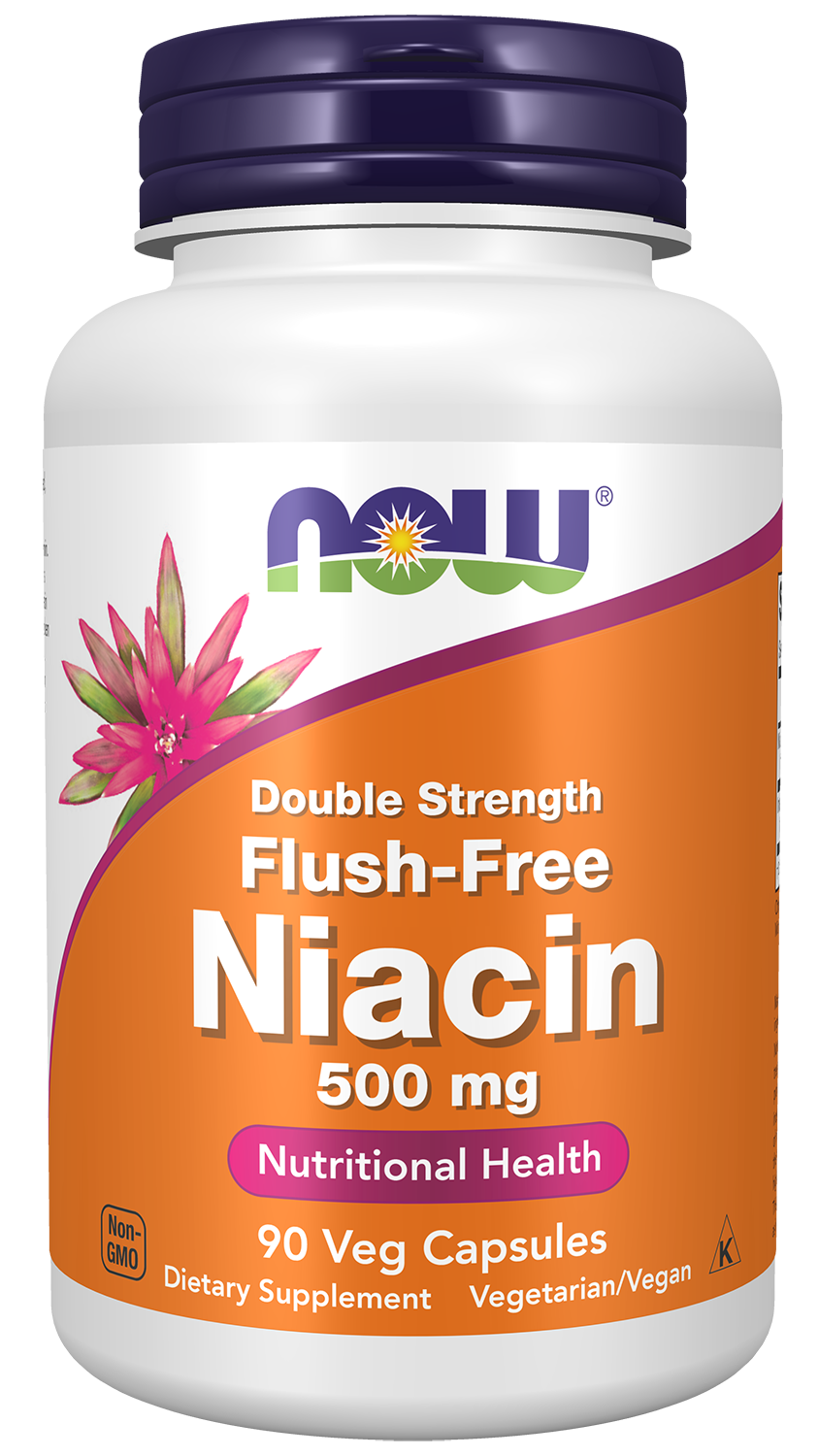 Niacin 500 mg, Double Strength Flush-Free - 90 Veg Capsules bottle front
