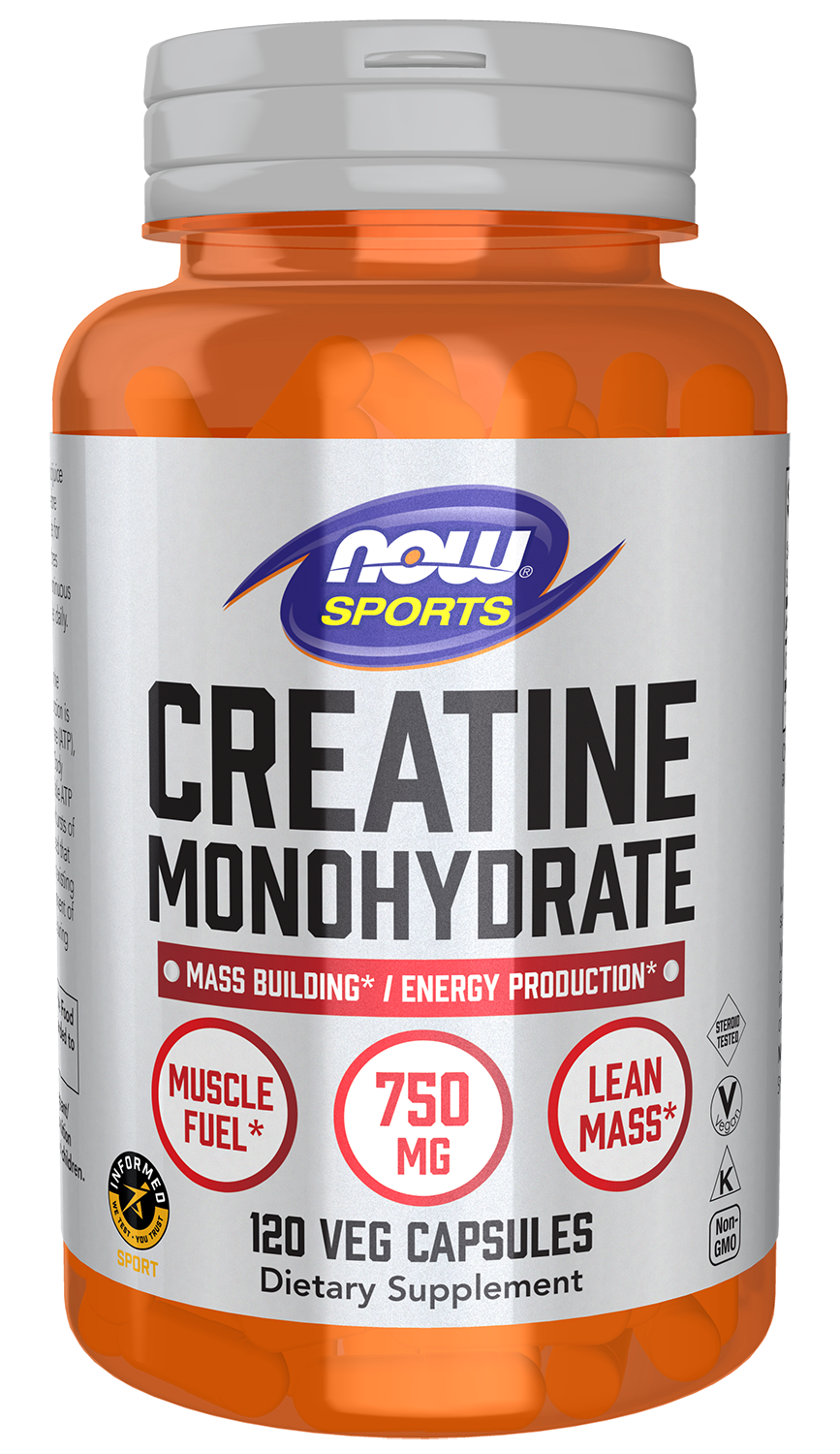Creatine Monohydrate 750 mg - 120 Veg Caps Bottle Front