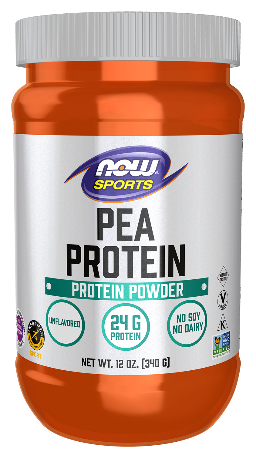Pea Protein, Pure Unflavored Powder - 12 oz. Bottle Front