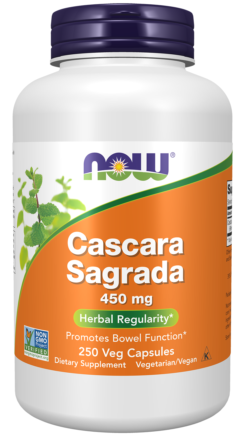 Cascara Sagrada 450 mg - 250 Veg Capsules Bottle Front