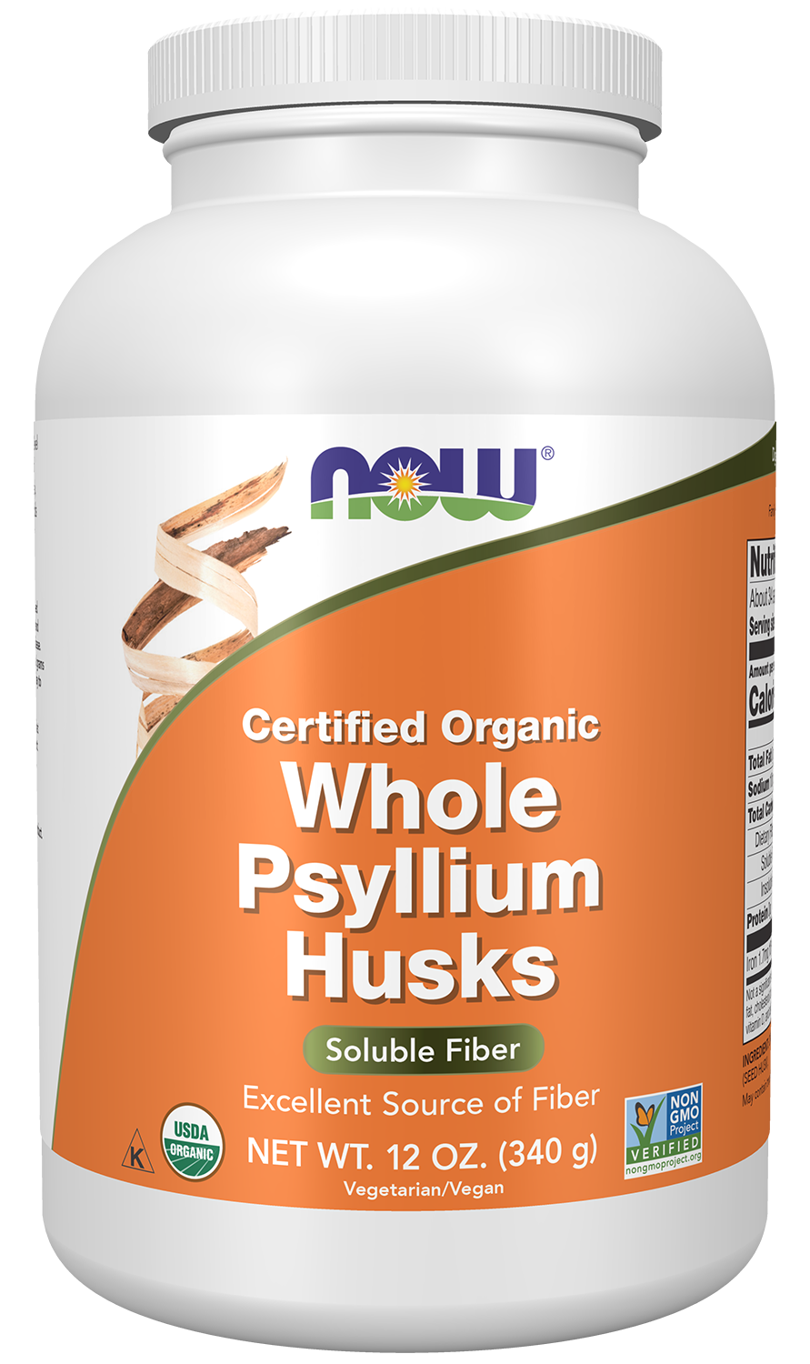 Whole Psyllium Husks, Organic - 12 oz. Bottle Front