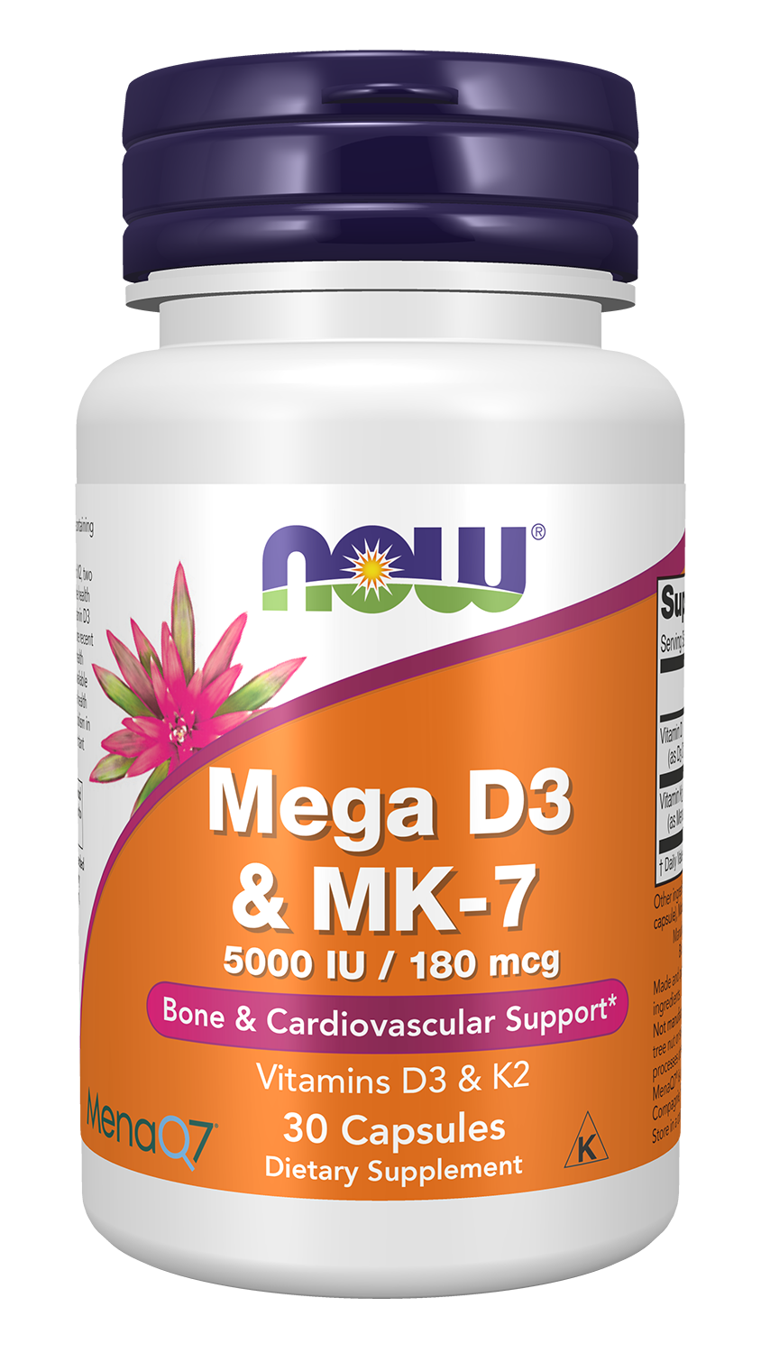 Mega D3 & MK-7 - 30 Capsules Bottle Front