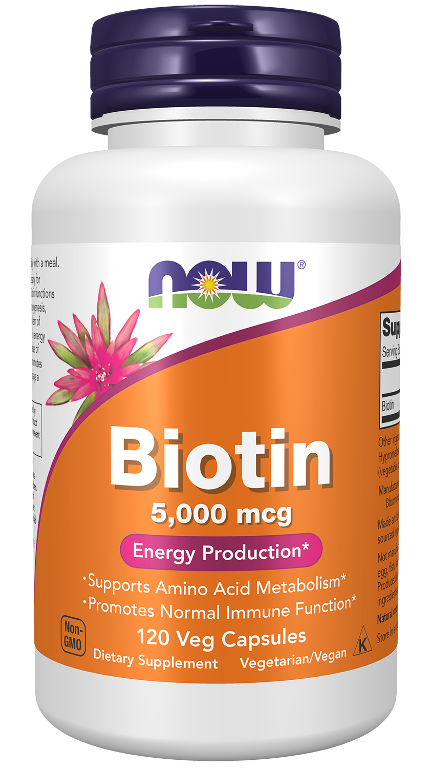 Biotin 5,000 mcg - 120 Veg Capsules Bottle Front