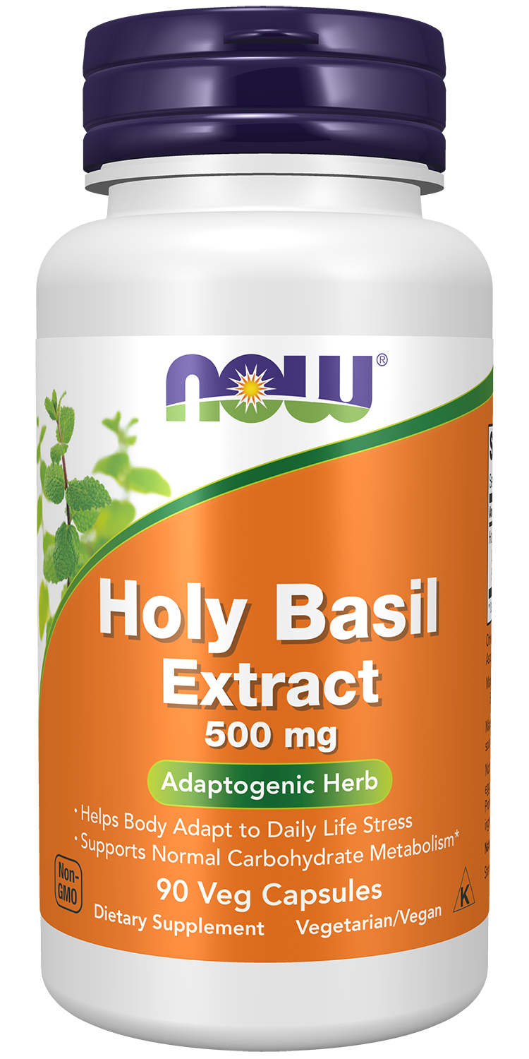 Holy Basil Extract 500 mg - 90 Veg Capsules Bottle Front