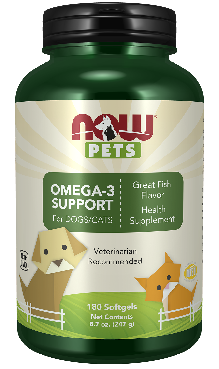 Omega-3 Support - 180 Softgels for Pets Bottle Front